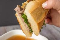 Ultimate Beef Dip Sandwich with Gruyere and Sweet Grilled Onions