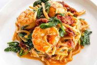 Low-Carb Creamy Tuscan Shrimp Pasta