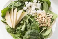 Sweet Pear and Tangy Goat Cheese Spinach Salad