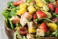 Paleo Tropical Chicken Salad with Strawberry and Mango
