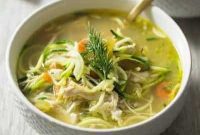Whole30 Keto Dill Chicken Zoodle Soup