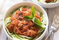 Paleo Whole30 Sausage Zoodle Marinara
