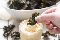 Crispy Paleo and Whole30 Kale Chips with Curry Aioli