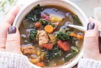 Hearty Whole30 Keto Italian Sausage and Kale Soup