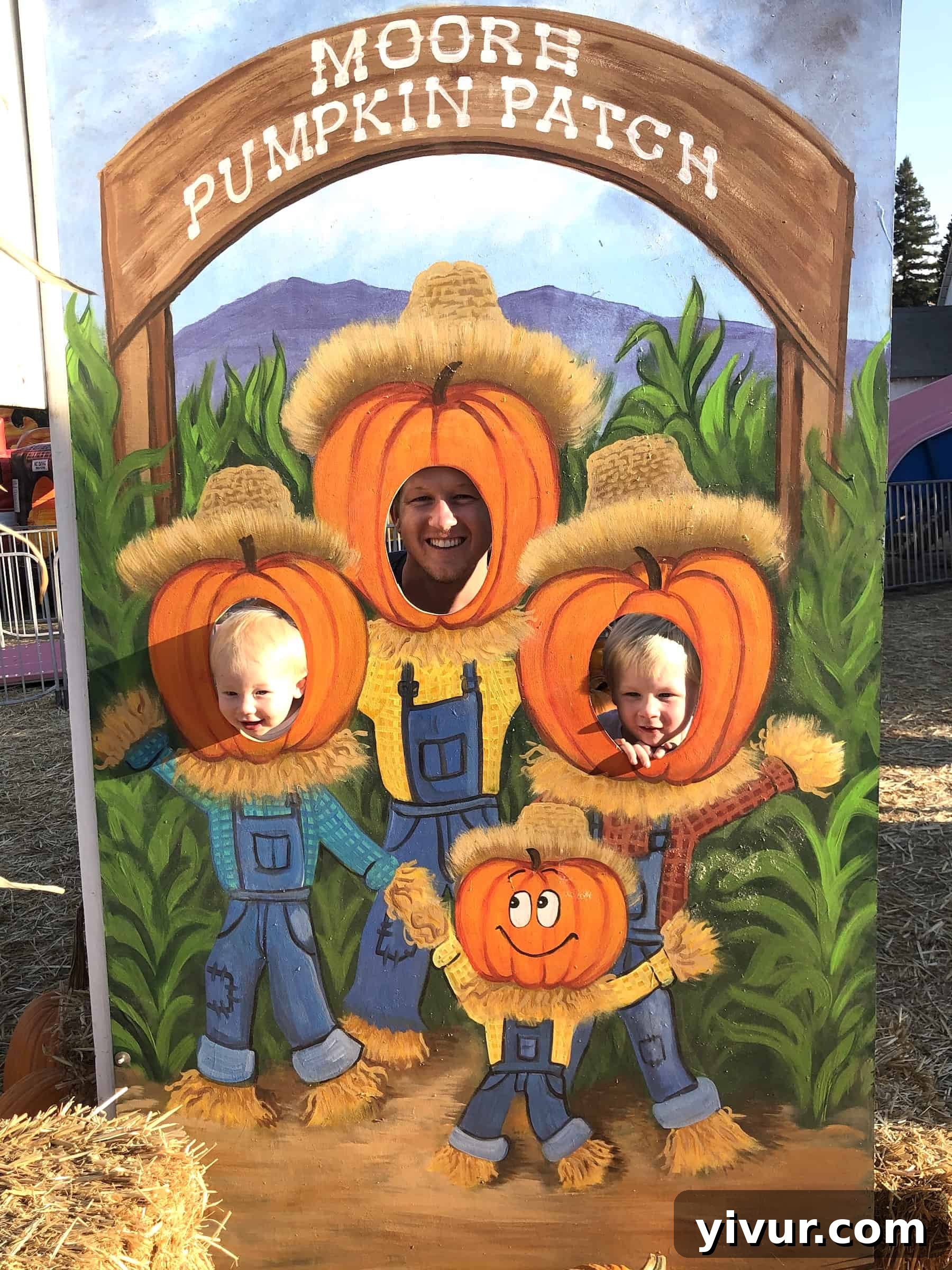 Autumn's Coffee & Chats 15 Family enjoying a sunny day at a pumpkin patch, surrounded by pumpkins