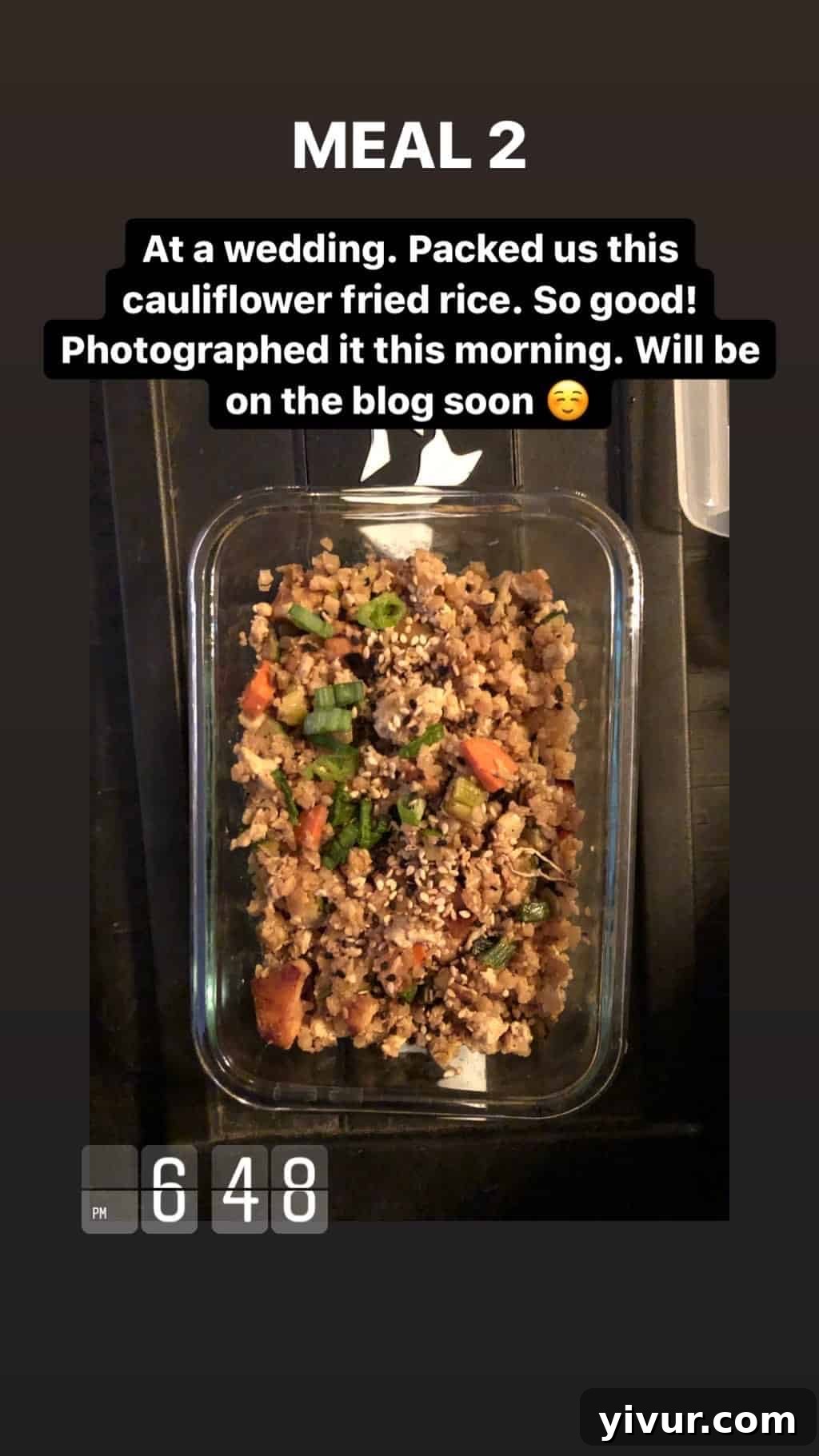 My October Clean Keto Whole30 Food Diary 2019 14 A vibrant bowl of cauliflower fried rice, a delicious and low-carb alternative to traditional fried rice.