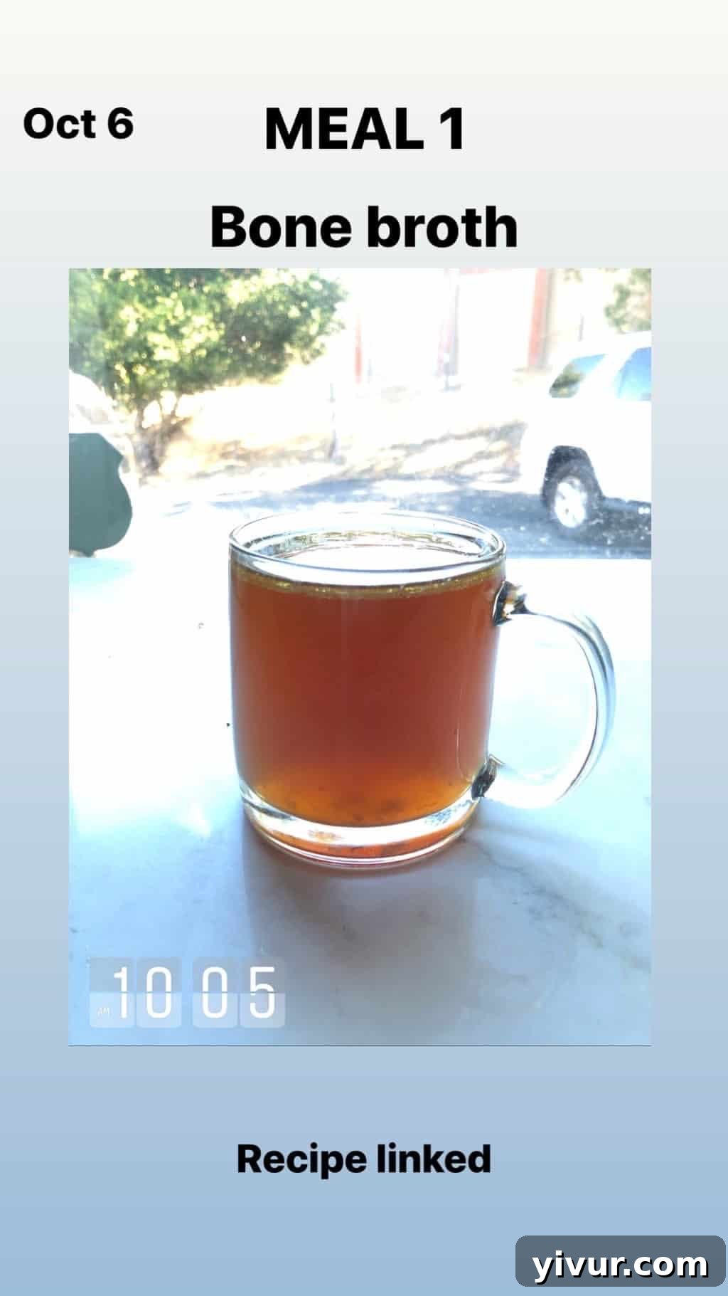 My October Clean Keto Whole30 Food Diary 2019 17 A warm, comforting cup of bone broth.