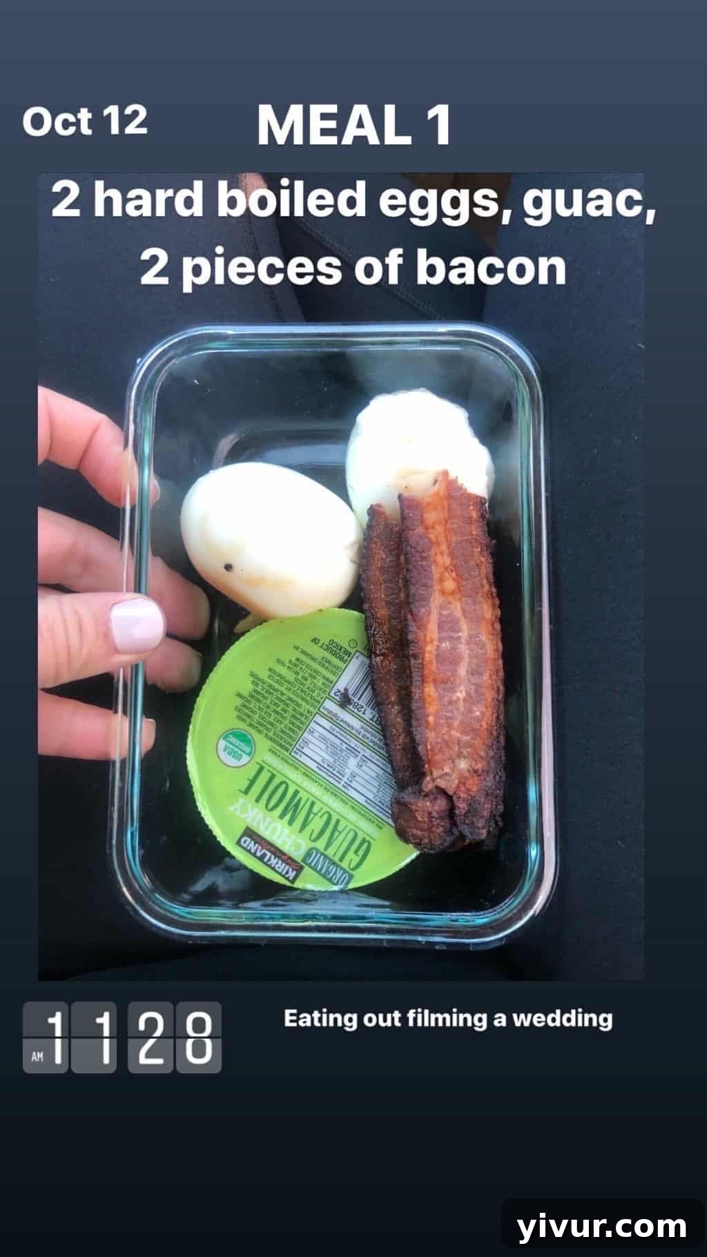 My October Clean Keto Whole30 Food Diary 2019 34 A simple and satisfying snack of hard-boiled eggs, creamy guacamole, and crispy bacon.