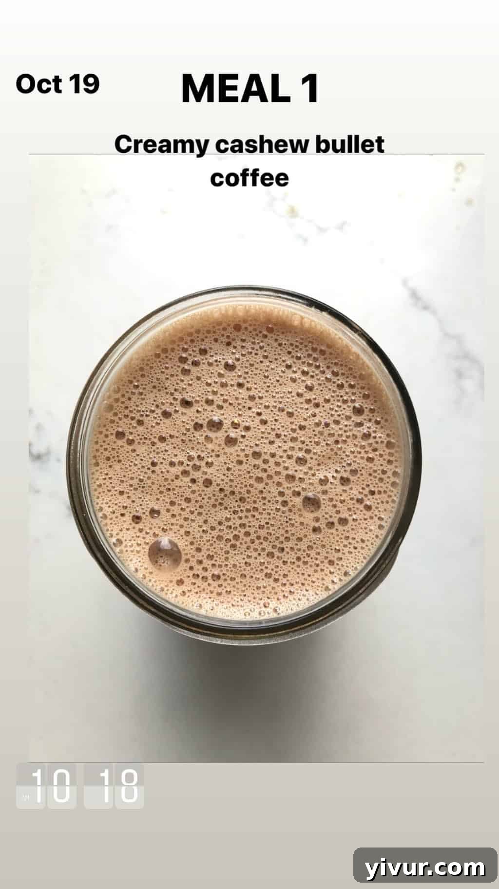 My October Clean Keto Whole30 Food Diary 2019 48 A mug of comforting creamy cashew coffee.