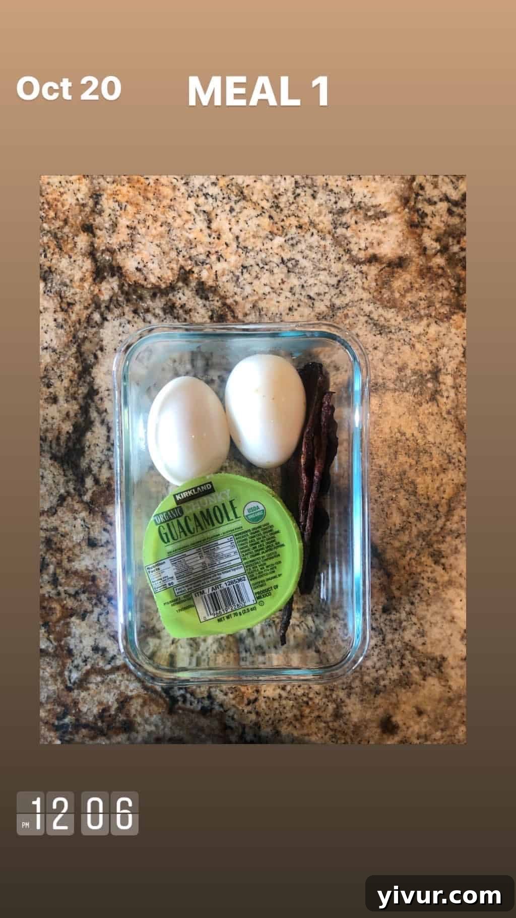 My October Clean Keto Whole30 Food Diary 2019 51 A quick and easy snack or light meal: hard-boiled eggs, creamy guacamole, and crispy bacon.