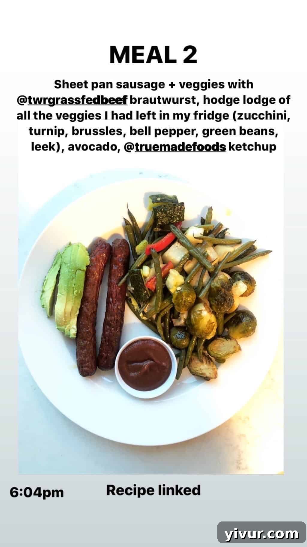 My October Clean Keto Whole30 Food Diary 2019 54 Sheet pan sausage and various roasted vegetables, a simple and delicious one-pan meal.