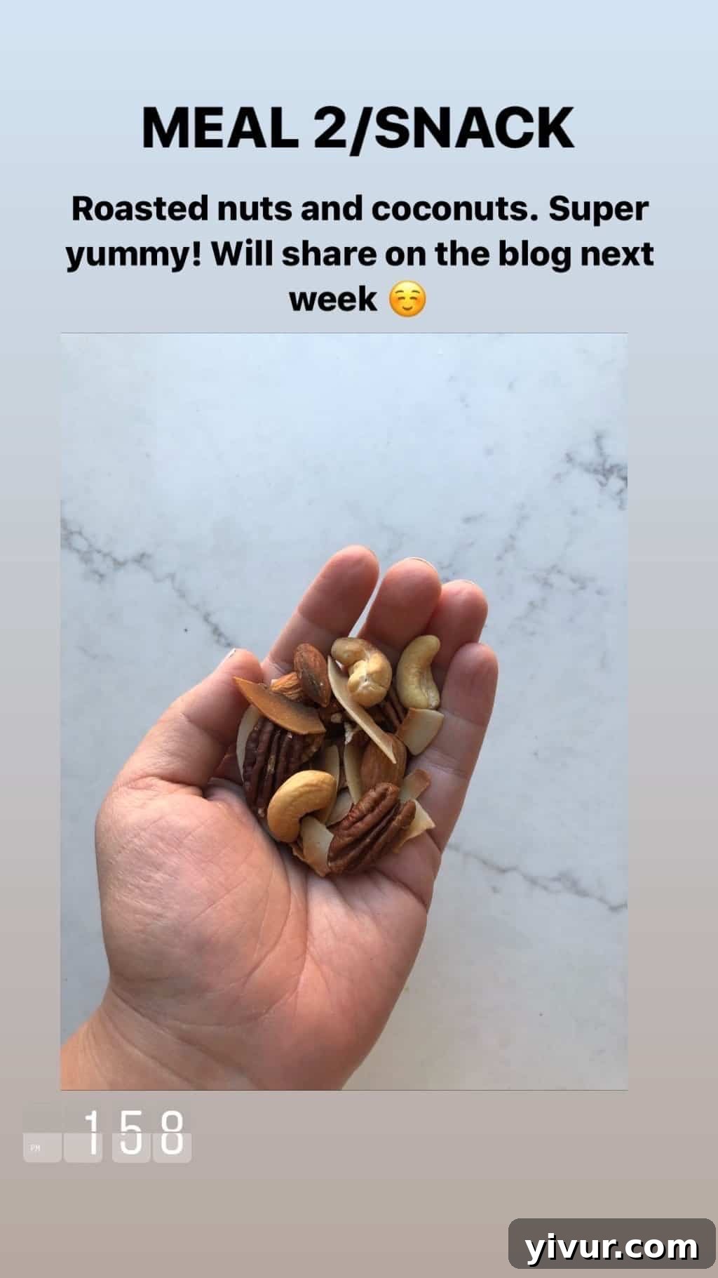 My October Clean Keto Whole30 Food Diary 2019 58 A healthy snack of roasted nuts and coconut flakes.