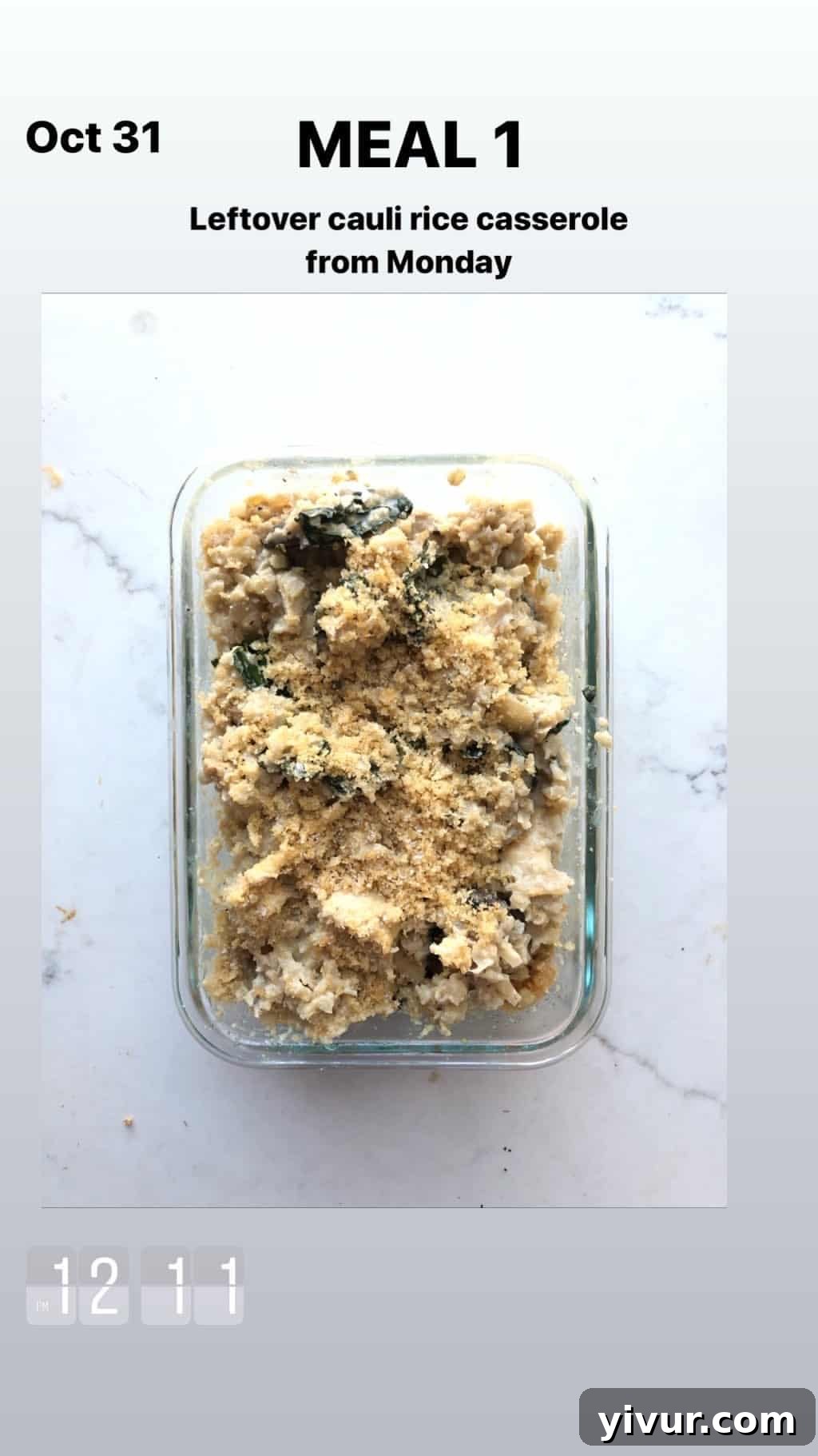 My October Clean Keto Whole30 Food Diary 2019 83 A delicious and wholesome cauliflower rice casserole, perfect for a low-carb meal.