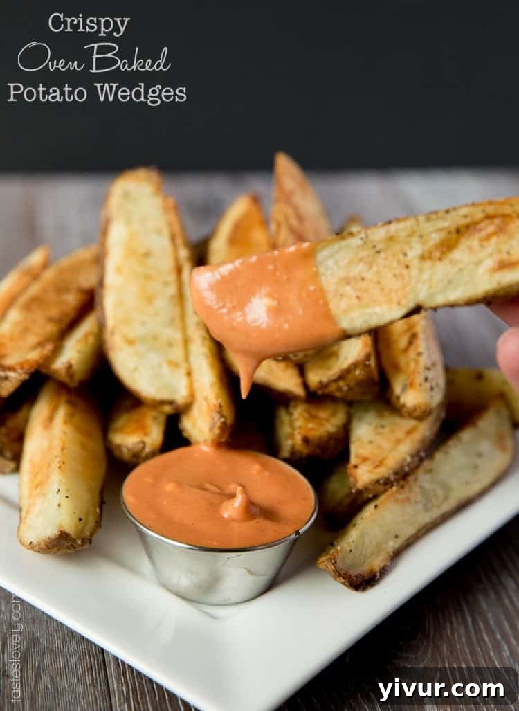 Perfectly Roasted Potato Wedges 8 A small bowl of homemade spicy sriracha ketchup, ideal for dipping crispy potato wedges
