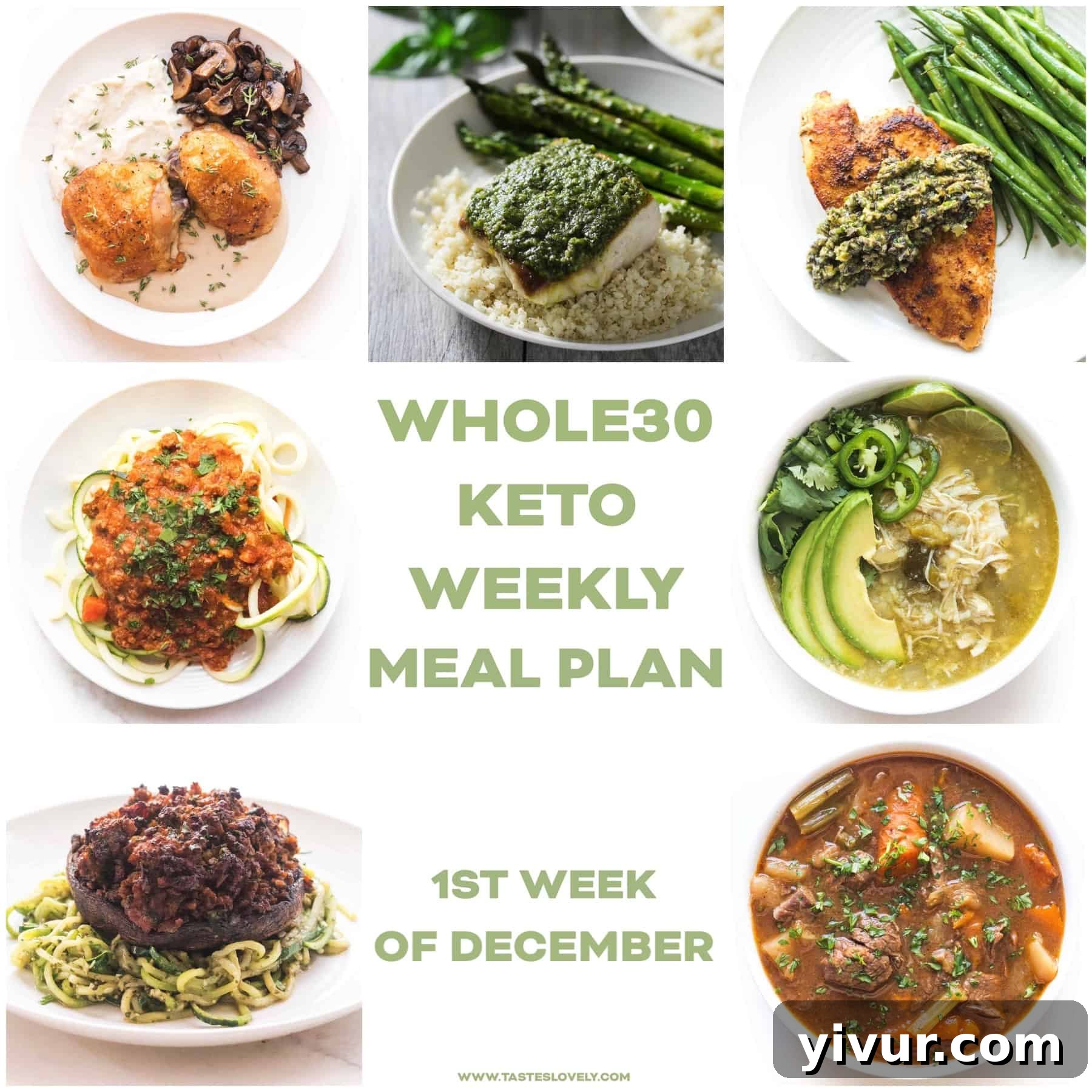 Whole30 and Keto Weekly Meal Plan Menu for December Week 1 2019
