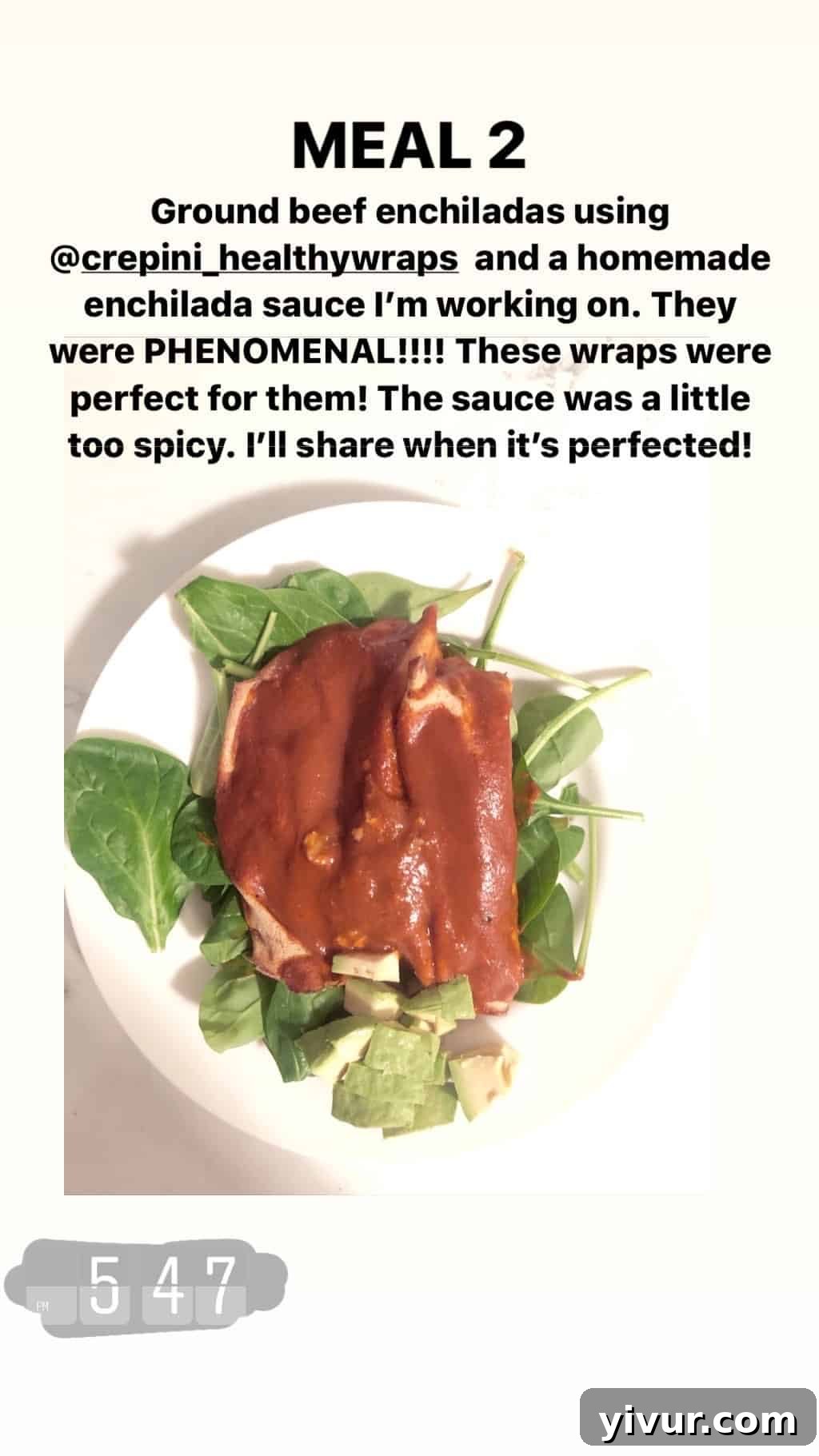 My Clean Keto and Whole30 Food Diary November 2019 32 Ground beef enchiladas with avocados and spinach