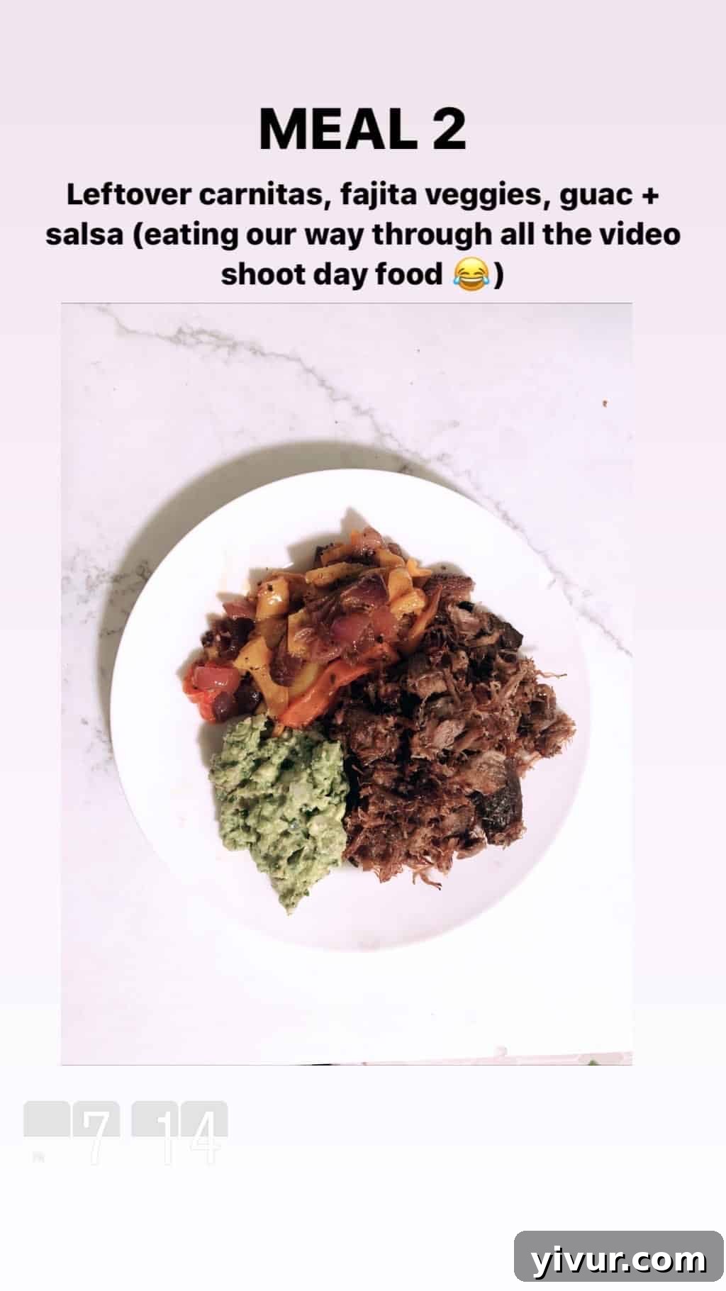 My Clean Keto and Whole30 Food Diary November 2019 35 Carnitas, fajita veggies, guacamole, and salsa