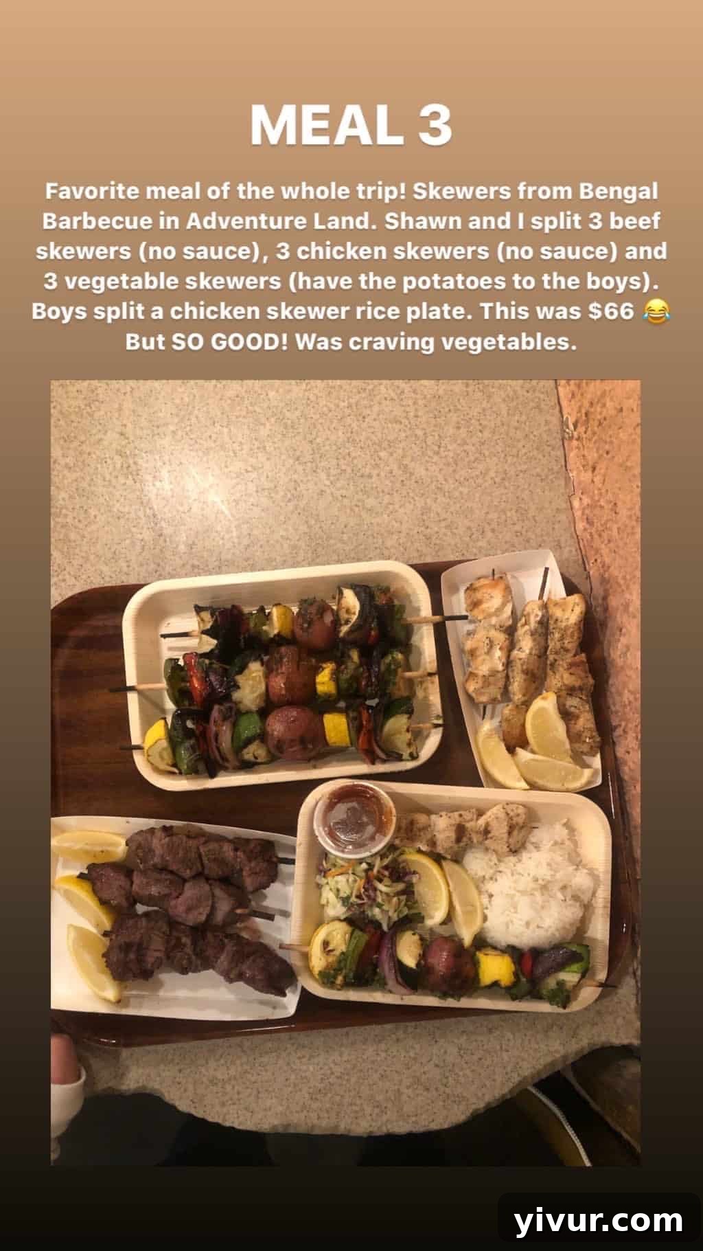 My Clean Keto and Whole30 Food Diary November 2019 38 Beef and chicken skewers with veggie skewers and lemon