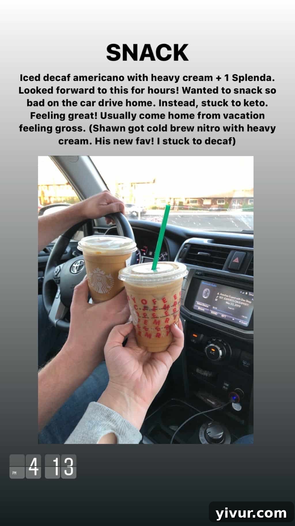 My Clean Keto and Whole30 Food Diary November 2019 63 Iced decaf americano with heavy cream and Splenda