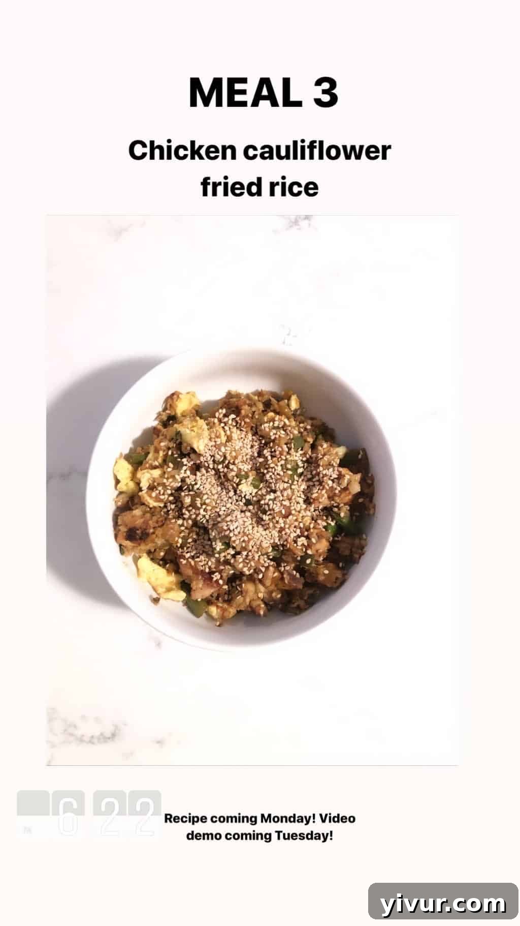 My Clean Keto and Whole30 Food Diary November 2019 26 Chicken cauliflower fried rice, a low-carb take on a classic dish