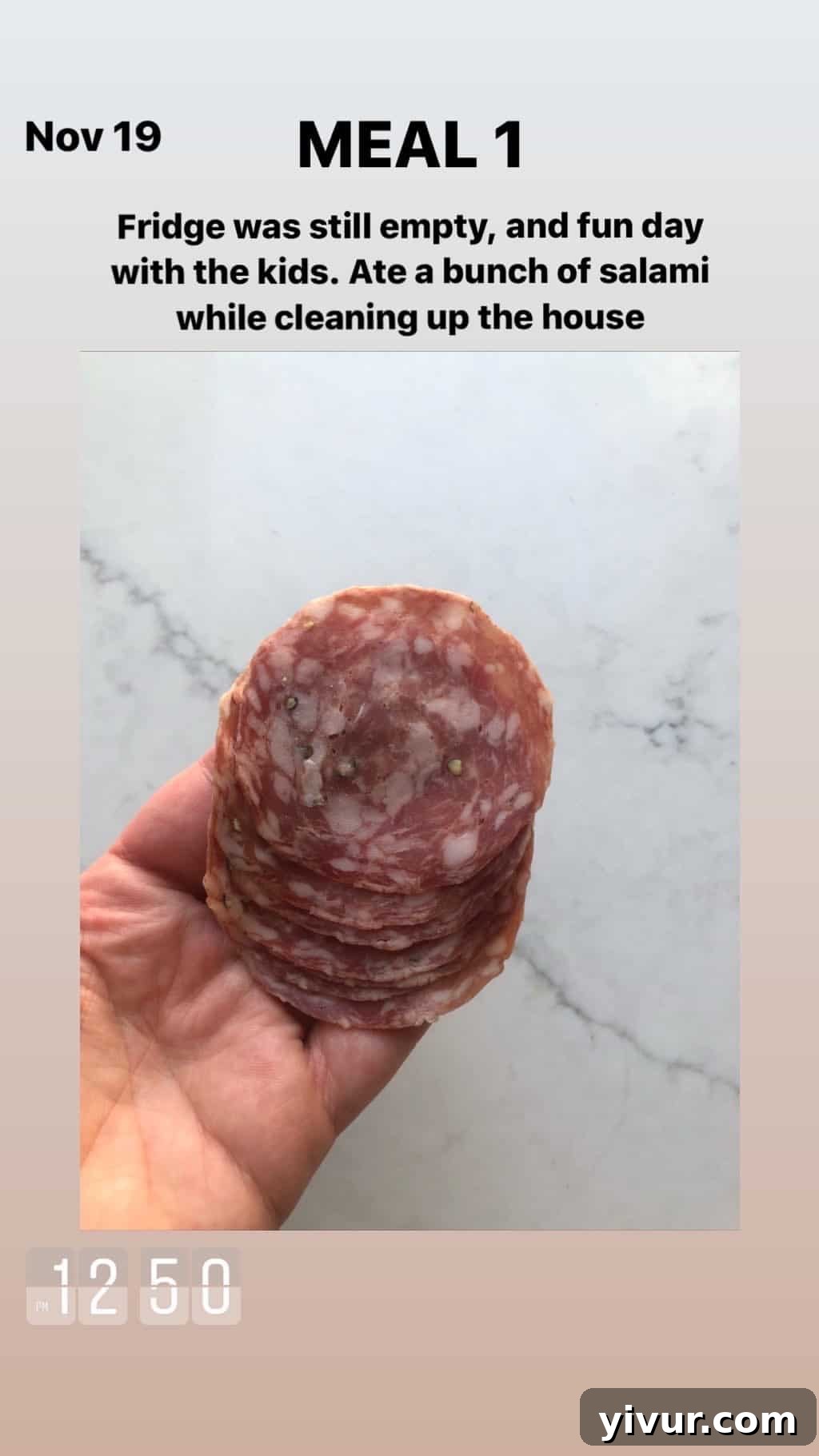 My Clean Keto and Whole30 Food Diary November 2019 42 Salami slices, a simple and satisfying snack