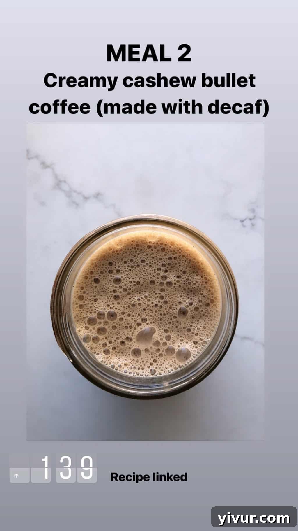 My Clean Keto and Whole30 Food Diary November 2019 68 Decaf creamy cashew bulletproof coffee
