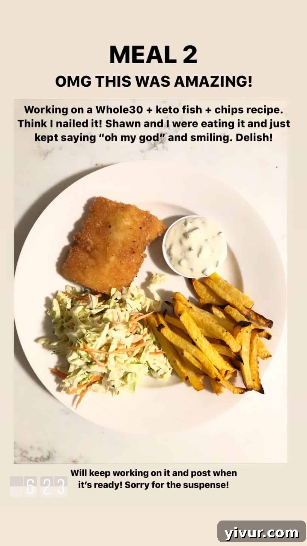 My Clean Keto and Whole30 Food Diary November 2019 28 Whole30 and Keto compliant fish and chips meal