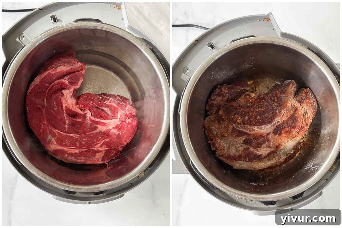 Searing pot roast in the Instant Pot