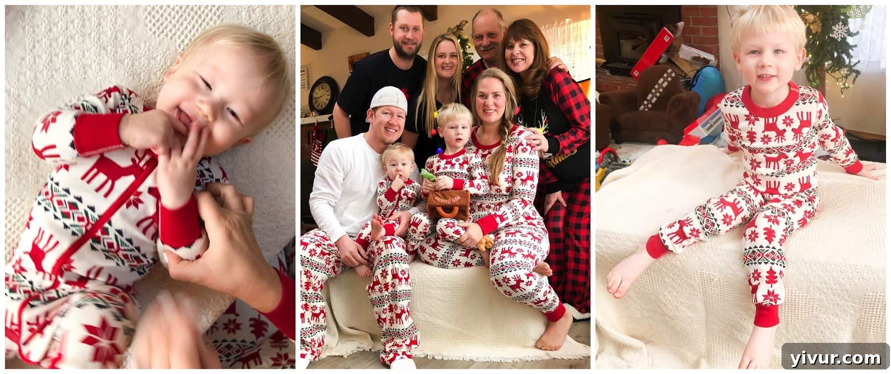 Family members relaxing by a warm, crackling fireplace inside the cozy Twain Harte cabin.