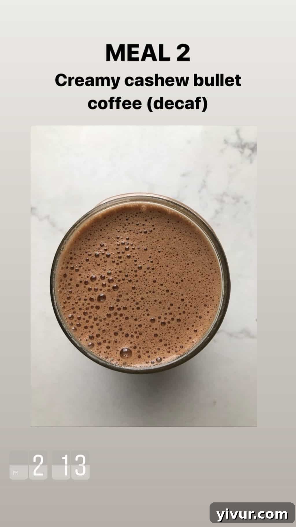 December 2019 Clean Keto and Whole30 Food Diary 21 A mug of creamy cashew coffee, a consistent and comforting energy booster in a clean keto routine.