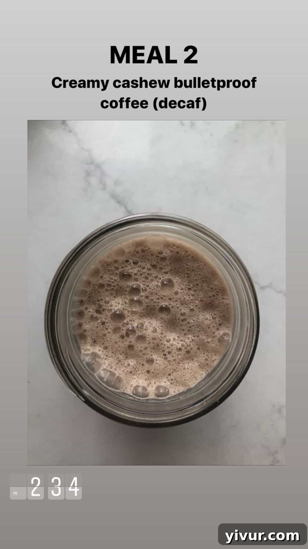 December 2019 Clean Keto and Whole30 Food Diary 65 A patterned mug holding creamy cashew coffee, a comforting and compliant beverage for a keto lifestyle.
