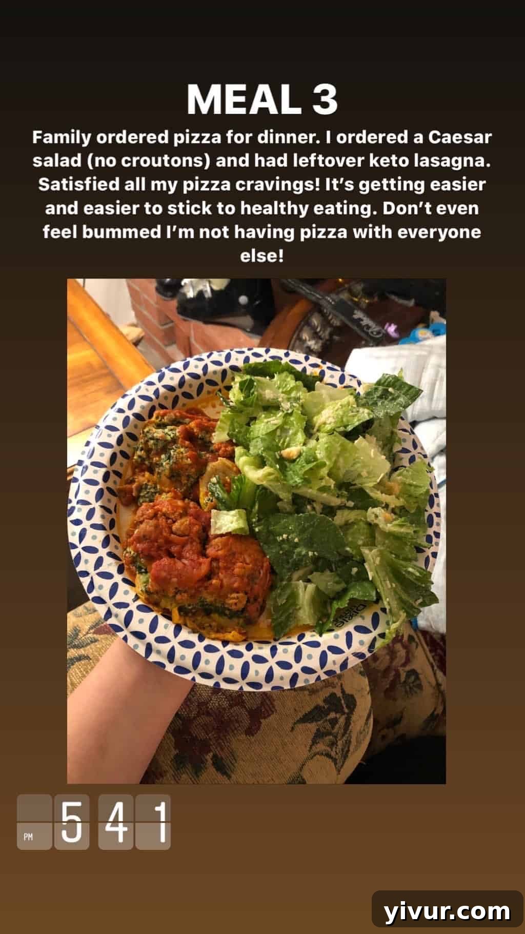 December 2019 Clean Keto and Whole30 Food Diary 79 A hearty and compliant Italian-inspired meal: keto lasagna served with a crisp Caesar salad.