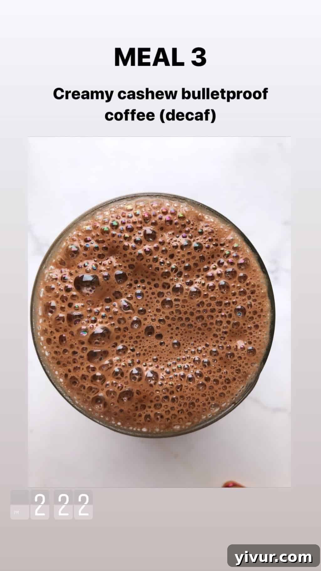 December 2019 Clean Keto and Whole30 Food Diary 9 A mug of creamy cashew coffee, a dairy-free fat-boosting beverage, essential for maintaining ketosis and energy.