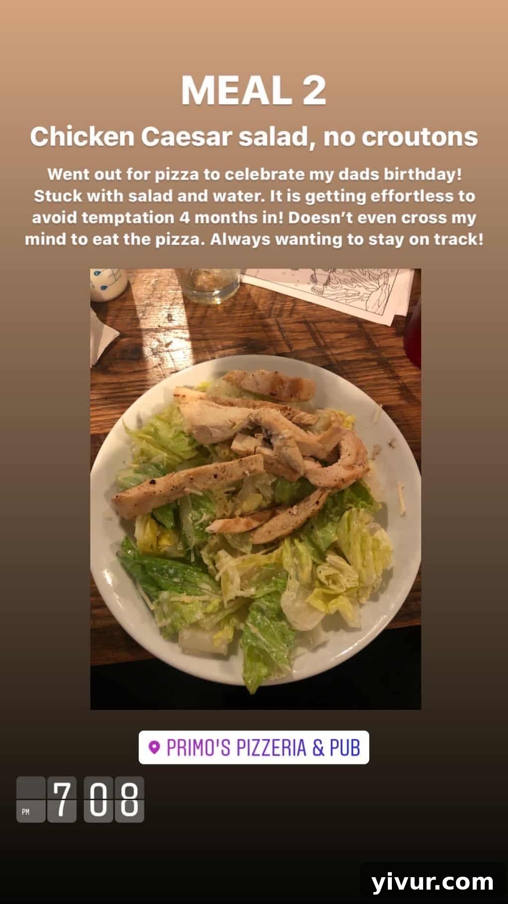 December 2019 Clean Keto and Whole30 Food Diary 87 A fresh and compliant lunch option: chicken Caesar salad without croutons.
