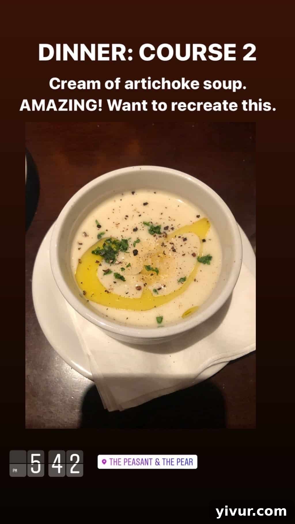 December 2019 Clean Keto and Whole30 Food Diary 94 A rustic bowl of creamy artichoke soup, a warm and comforting dish that can be adapted for keto and Whole30.