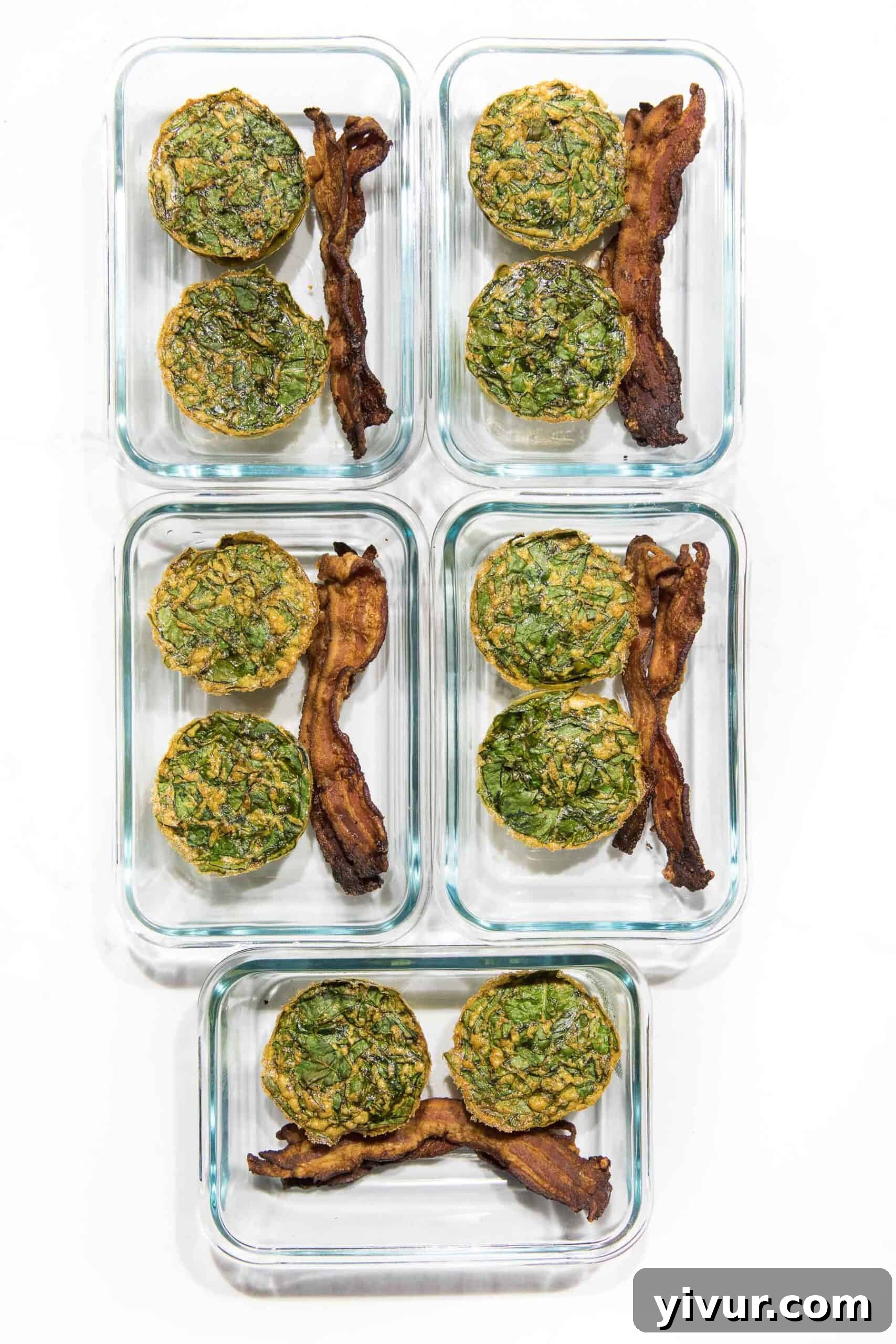 A close-up shot of a single spinach egg muffin, perfectly golden brown and fluffy, ready to be enjoyed.