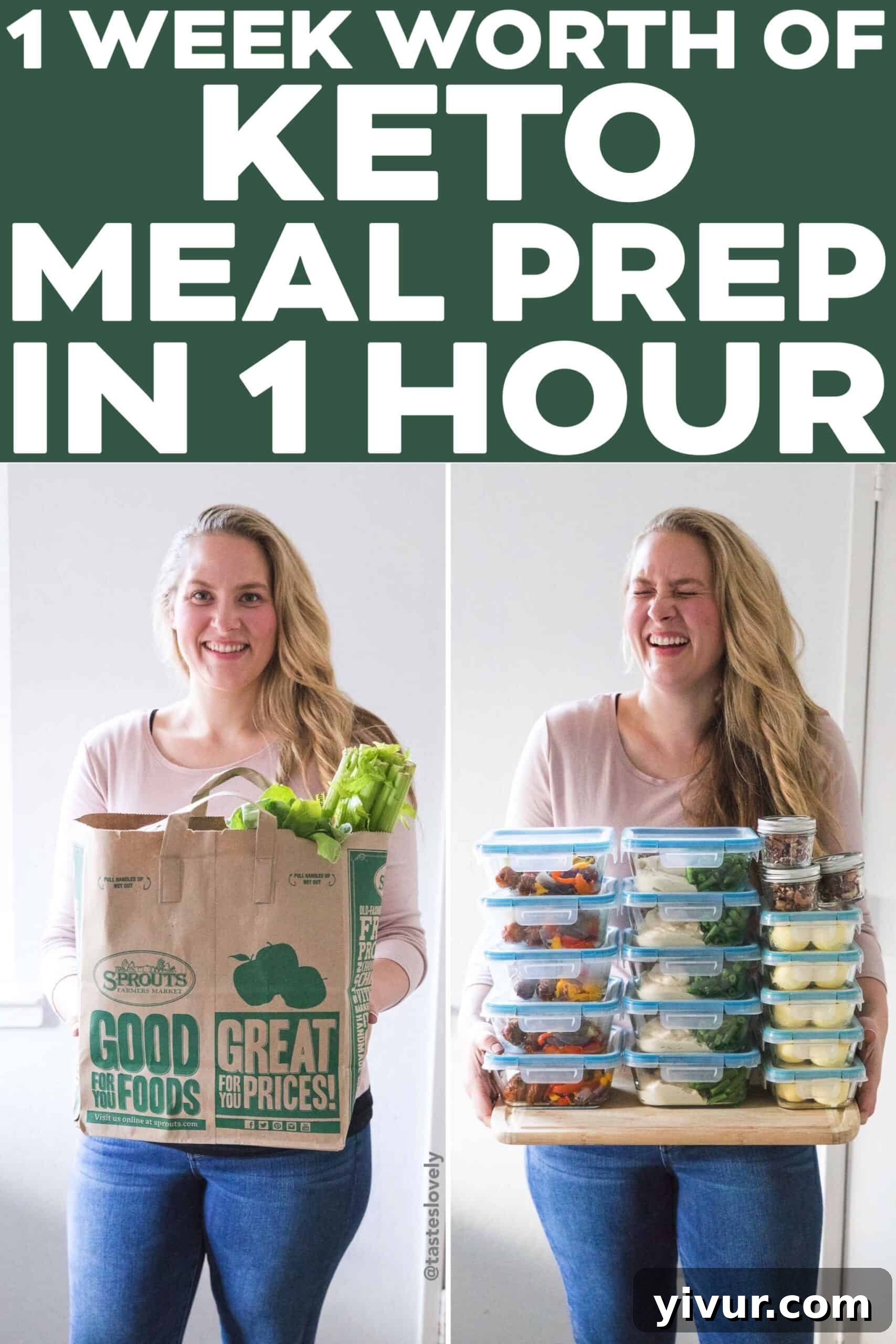 A vibrant, organized spread of prepped keto and Whole30 meals, showcasing a week's worth of healthy food prepared efficiently in meal prep containers.