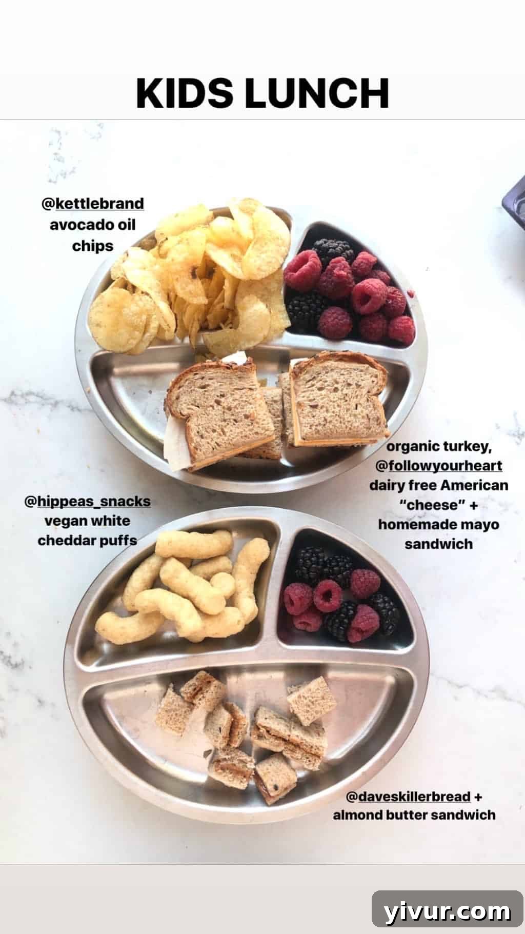 Quick and easy kids lunch: tuna salad sandwich on whole-grain bread with carrot sticks