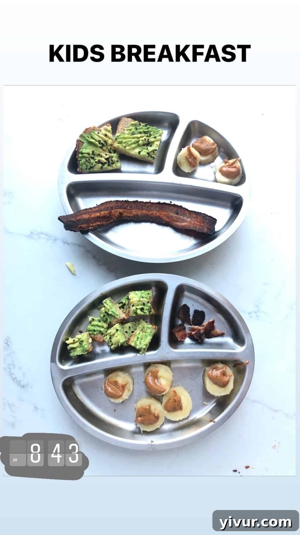 Simple and delicious kids' dinner: scrambled eggs with spinach and whole-wheat toast