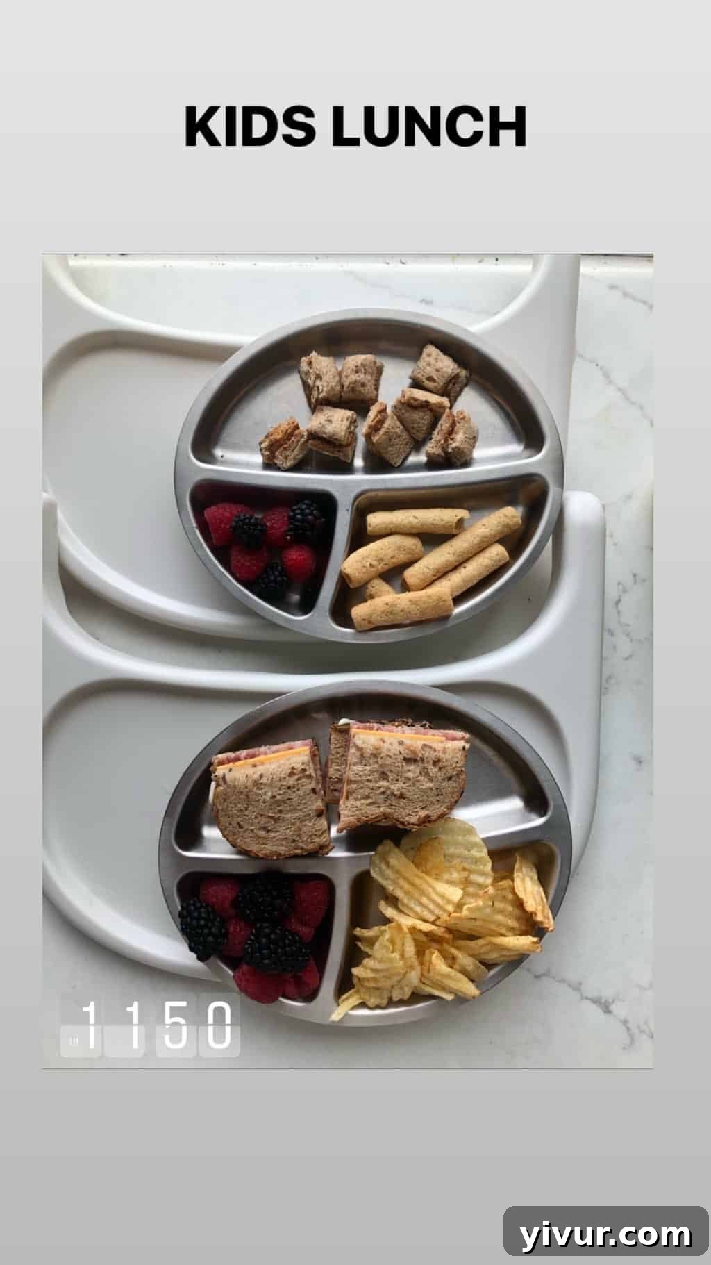 Toddler lunch idea: cut-up chicken breast, corn, and sweet potato cubes