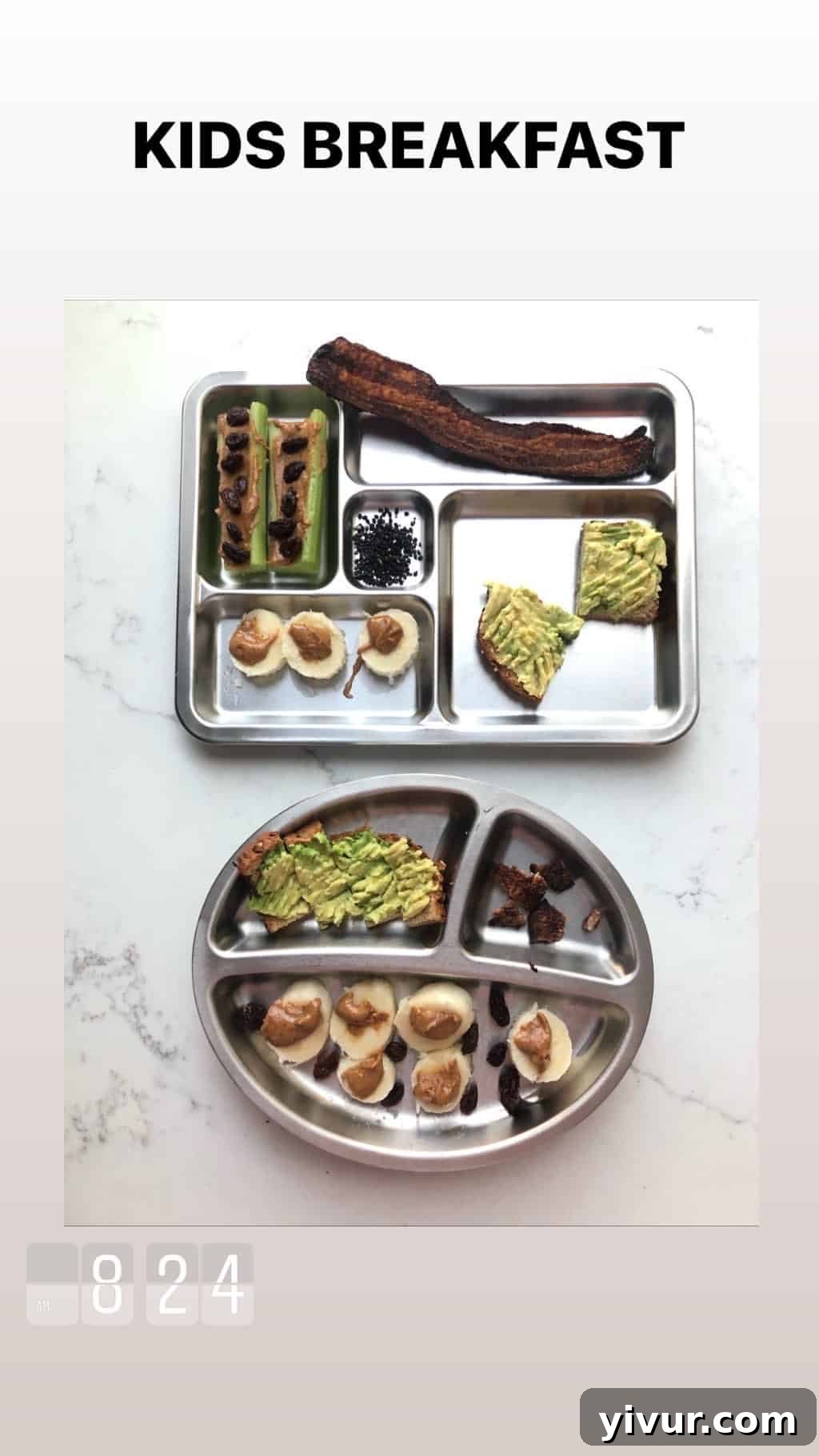 Kids' balanced breakfast: whole-wheat pancakes topped with fresh blueberries