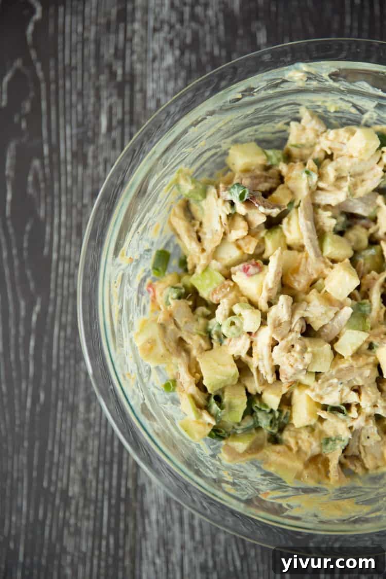 Homemade Curried Chicken Salad with Fresh Apples in a Wrap