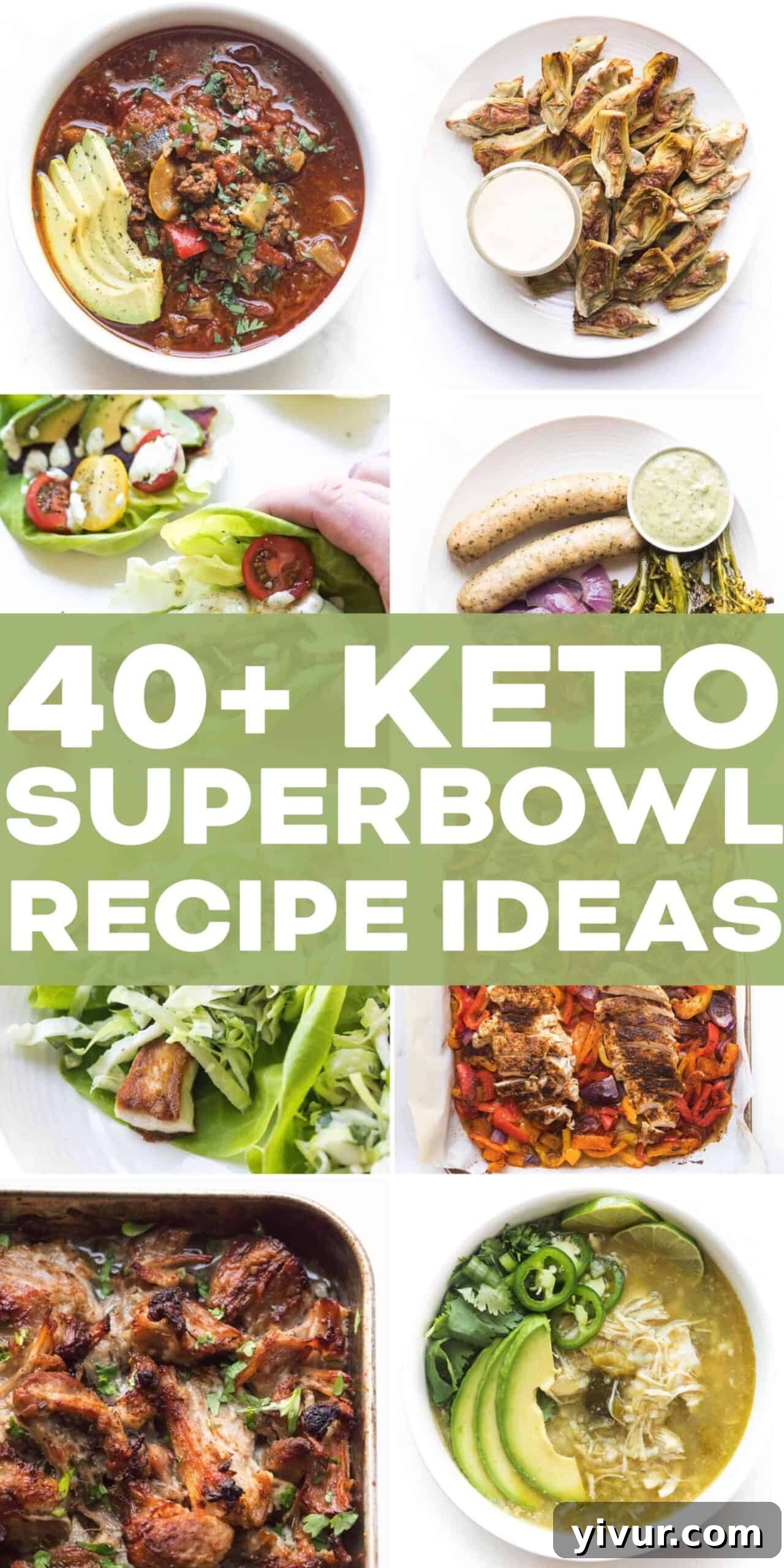 A vibrant spread of various low-carb, keto Super Bowl appetizers and meals on a festive game day table