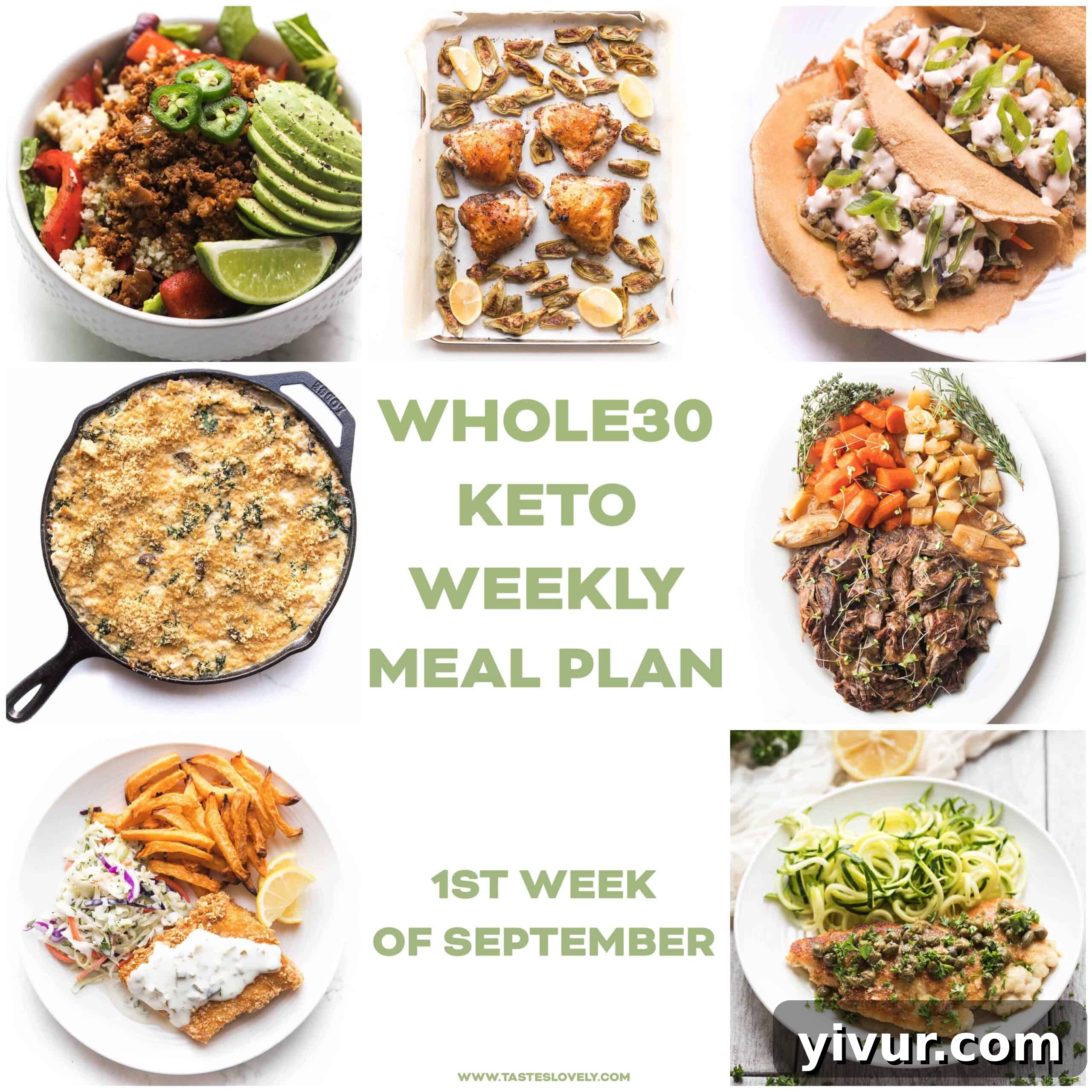 Whole30 and Keto Meal Plan introduction image showing a variety of fresh ingredients