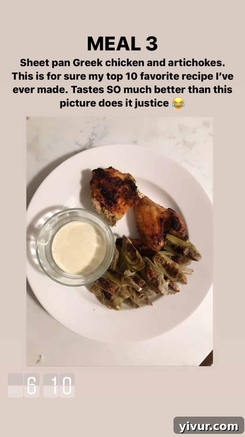 My Clean Keto Whole30 January 2020 Food Diary 15 Greek chicken with roasted artichokes for a Mediterranean-inspired meal