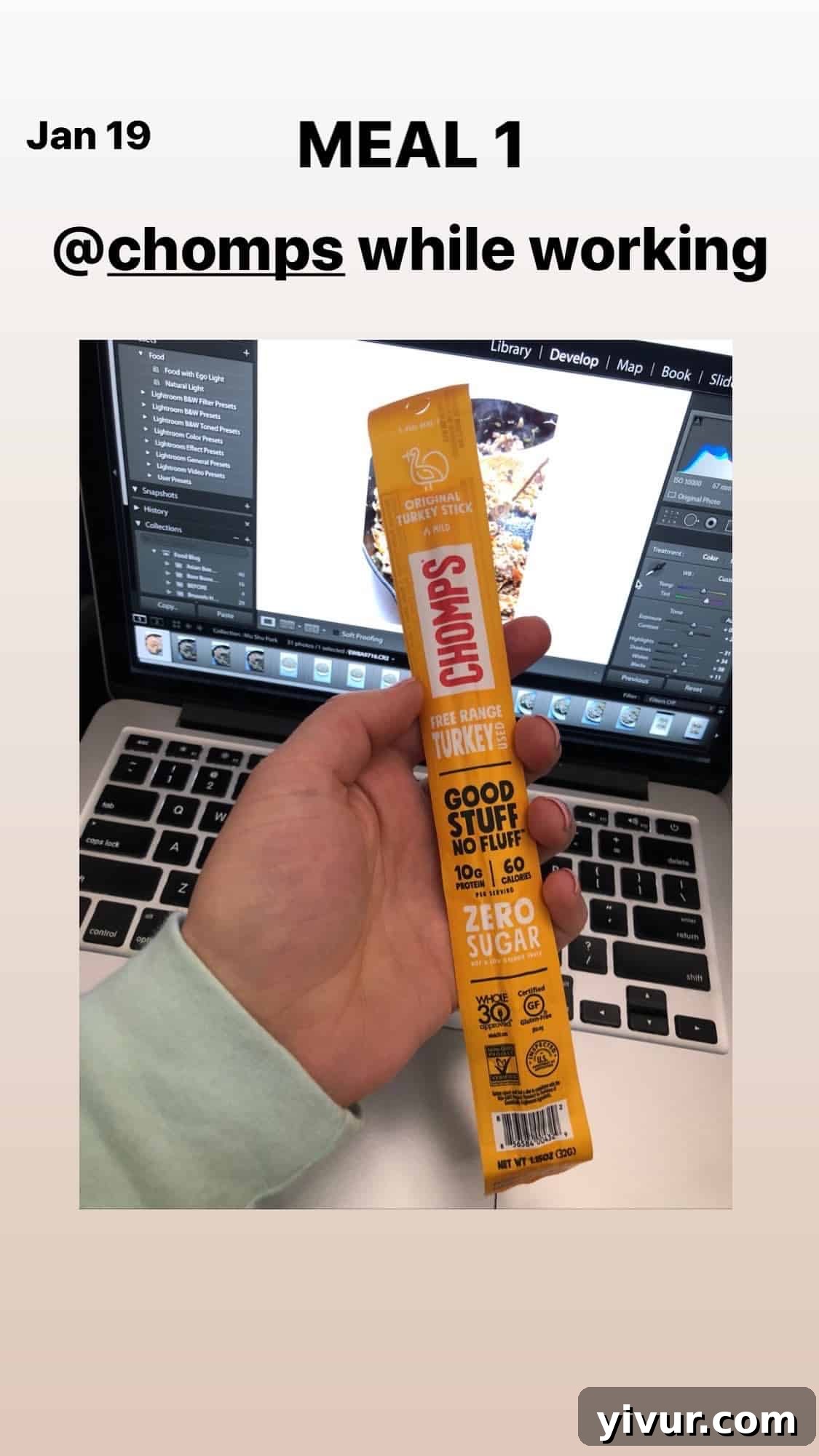 My Clean Keto Whole30 January 2020 Food Diary 55 Chomps turkey stick, a lean and convenient protein snack