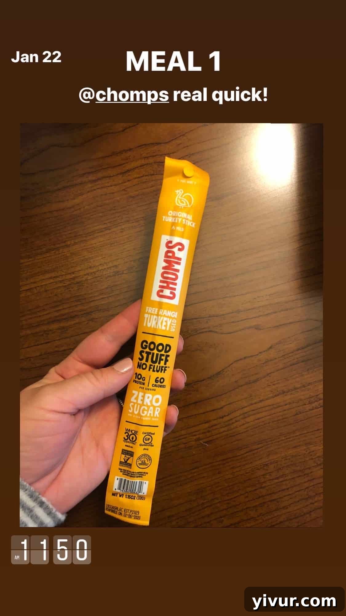 My Clean Keto Whole30 January 2020 Food Diary 59 Chomps turkey stick, a healthy protein snack