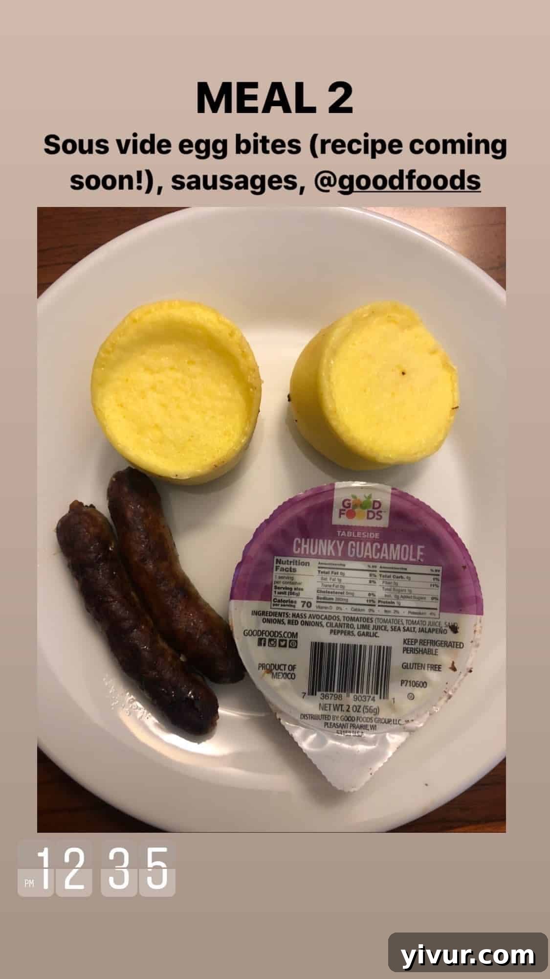 My Clean Keto Whole30 January 2020 Food Diary 60 Sous vide egg bites, sausages, and guacamole