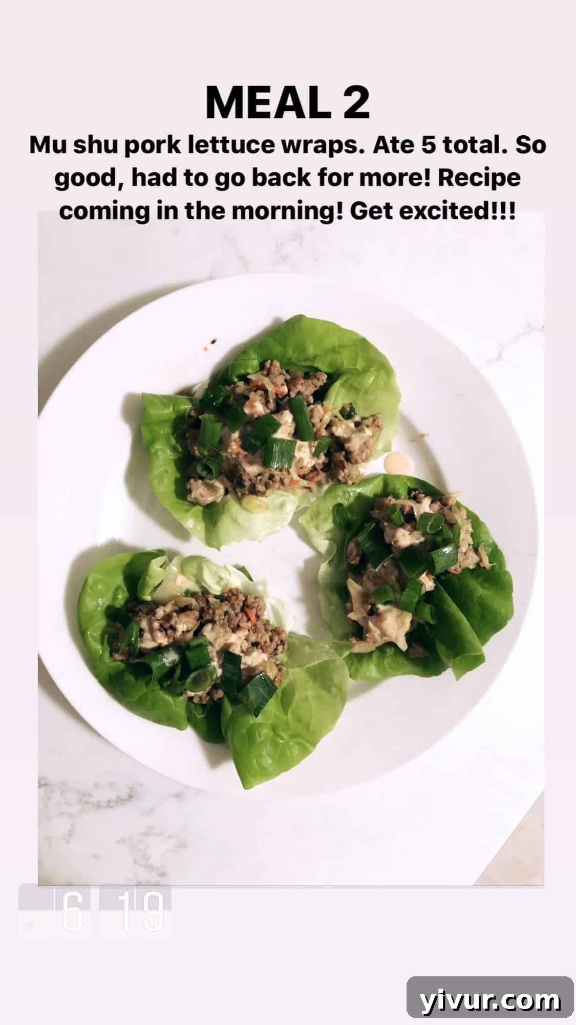 My Clean Keto Whole30 January 2020 Food Diary 81 Mu shu pork with butter lettuce wraps for a low-carb meal