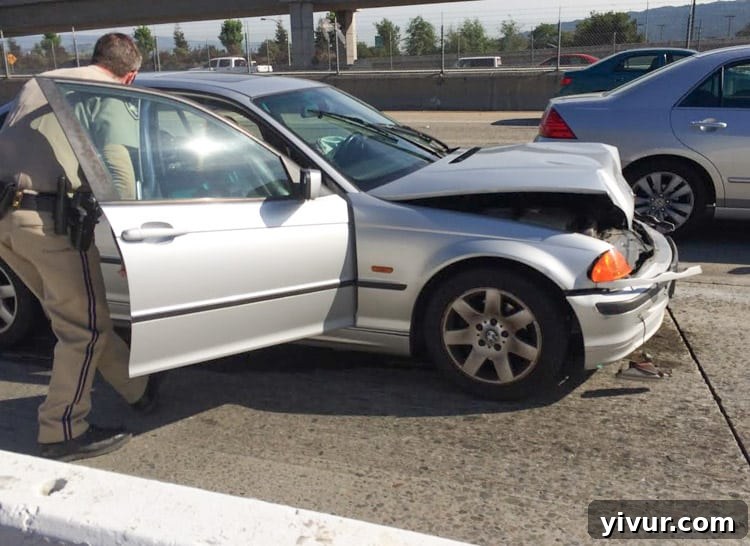 Aftermath of a Freeway Car Accident